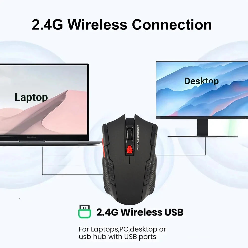 2.4G bezdrôtová mini myš s USB prijímačom, 1600DPI, profesionálna optická bezdrôtová myš s pravým rolovacím kolieskom pre notebook, PC a hráčov