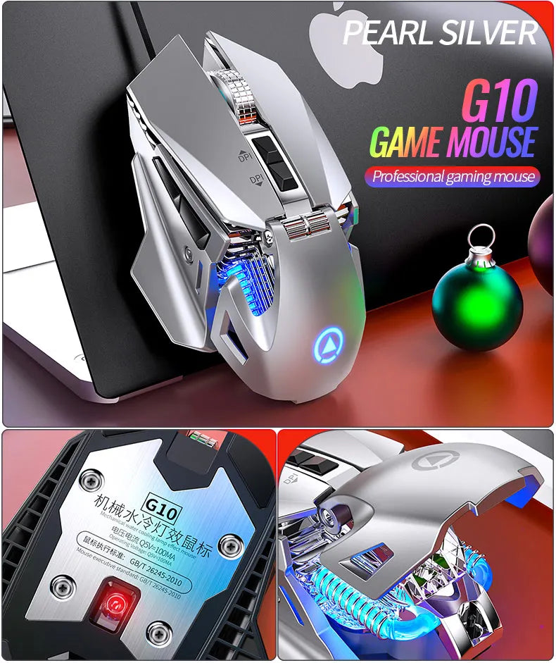 Ενσύρματο gaming ποντίκι esports με οπίσθιο φωτισμό RGB, ρυθμιζόμενο 200-7200 DPI, USB για PC, laptop και παιχνίδια FPS