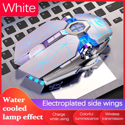UTHAI A7 Rechargeable Wireless Bluetooth Mouse, Silent Ergonomic Wireless Mouse with RGB Light, 2.4GHz Gaming & Office Mouse