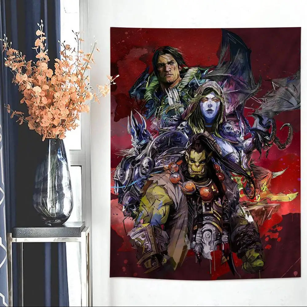 Hot Game World Of Warcraft Printed Large Wall Tapestry Cheap Hippie Wall Hanging Bohemian Wall Tapestries Mandala Home Decor