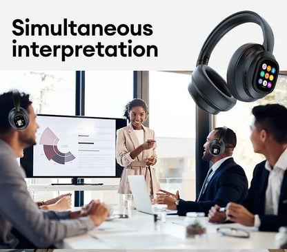AI LCD Touch Screen Wireless Bluetooth Headphones – ANC Noise Cancelling Deep Bass Gaming Headset with HD Mic