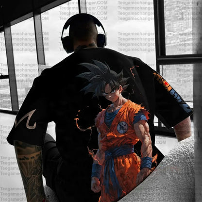 T-shirt de verão 2025 Son Goku Dragon Ball Anime para homem, estilo Harajuku oversized retro street, top unissexo casual largo de manga curta para mulher