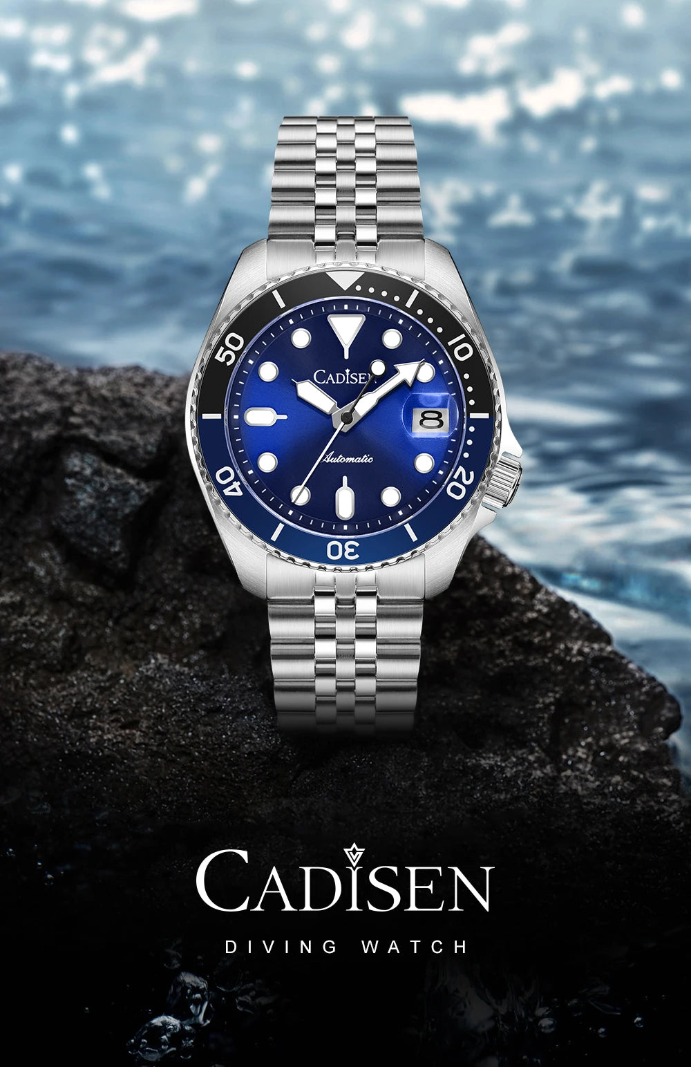 CADISEN New Luminous Men Mechanical Wristwatches Ceramic Bezel Sapphire Glass Automatic Watch Men Relogio Masculino