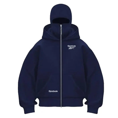 Reebok logo men's new double hood design sweatshirt, gothic style, Harajuku style, new winter warm double hooded sport jacket, m. Produit gaming premium Fraquane, produits de luxe, nouvelle génération, équipement gamer