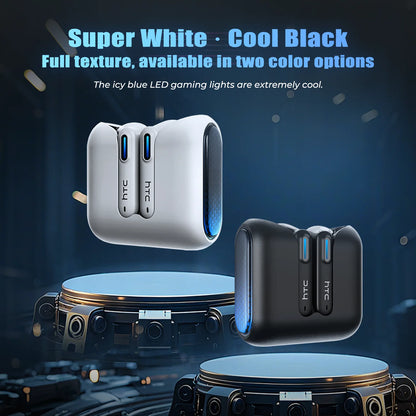 HTC NE49 Bluetooth 6.0 True Wireless Earbuds Gaming Headphones with HiFi Deep Bass, IPX5 Waterproof Bluetooth Earbuds, Low Latency Wireless Earphones