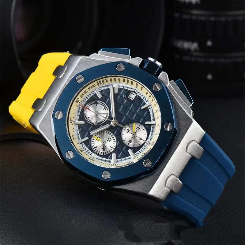 Men's Chronograph Sport Watch Date Display Luxury Chronograph Wristwatch Sport & Business Casual Watch with Rubber Strap