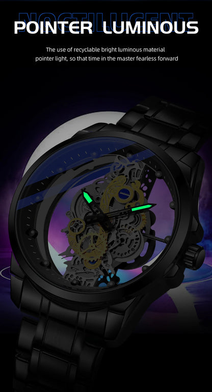 TPW Hot Trendy Fashion Wholesale Men Golden Black Blue Skeleton NOT Automatic Watch Quartz Wrist Watches Luxury 2024