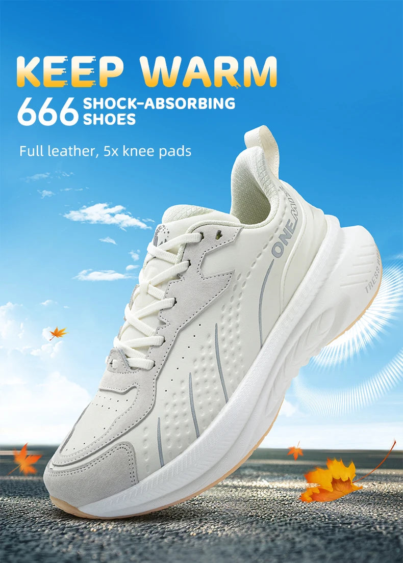 ONEMIX Scarpe da corsa invernali da allenamento per uomo Scarpe sportive in pelle calde e resistenti all’usura Scarpe da jogging da donna Scarpe da passeggio