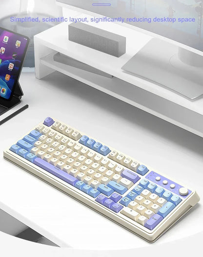 AULA S99 Keyboard 3-Mode Wireless Bluetooth Wired RGB Ergonomic 99-Key Typing Mute Gaming Keyboard Custom PC Accessories Gifts