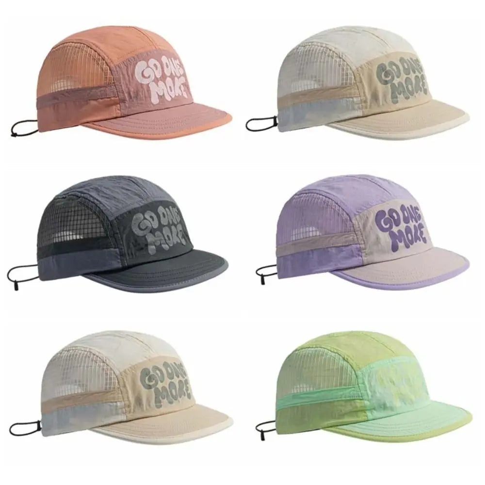 Baseballkappe mit weicher Krempe, schnell trocknend, Retro-Stil, 5-Panel, Sonnenschutz, atmungsaktiv, Freizeitkappe, Hip-Hop-Kappe, Mesh-Laufkappen