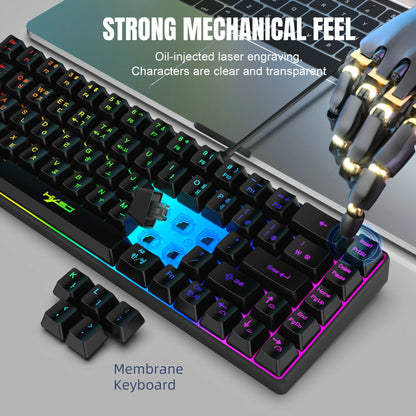 68-Tasten-Gaming-Tastatur, USB-kabelgebunden, tragbar, 20 RGB-Hintergrundbeleuchtungen, koreanische Tastatur für Windows-Laptops und Computer