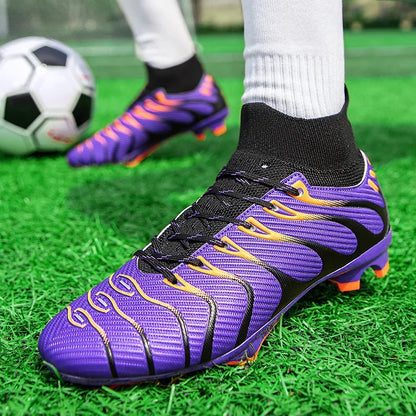 Men Soccer Shoes Sport FG/TF Outdoor Football Boots Training Boys Match Non Slip Long Spikes Cleats Indoor Futsal Comfortable