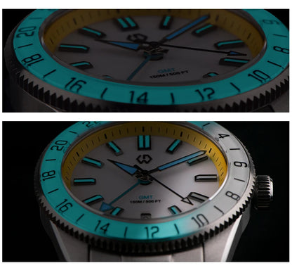 WSD9025 New man's Automatic Watch Quartz Swiss Movement BGW9 Luminous Bezel 4-Pin GMT 150 Meters Waterproof Diving
