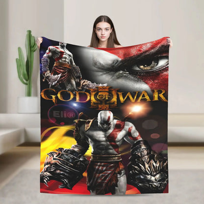 God of War Game Gamers Kratos Blanket  Decorative Flannel Bedding Throws For Couch Chair Sofa Bed Soft Bedspread Gift Idea
