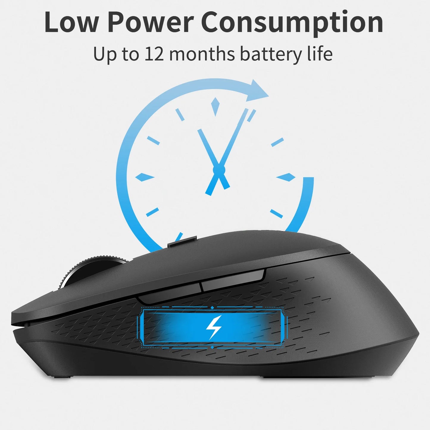 Rapoo M300G Silent Wireless Mouse, Bluetooth Multi-Mode Wireless Mouse, 2400 DPI Ergonomic Optical Mouse for Laptop, PC, Mac & Office