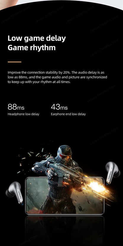 Lenovo LP5 TWS Wireless Bluetooth Earphones with Mic, Lenovo LP5 Gaming Earbuds Bluetooth 5.3 Headphones, Noise Cancelling Sports Earbuds with HD Calls & Charging Case