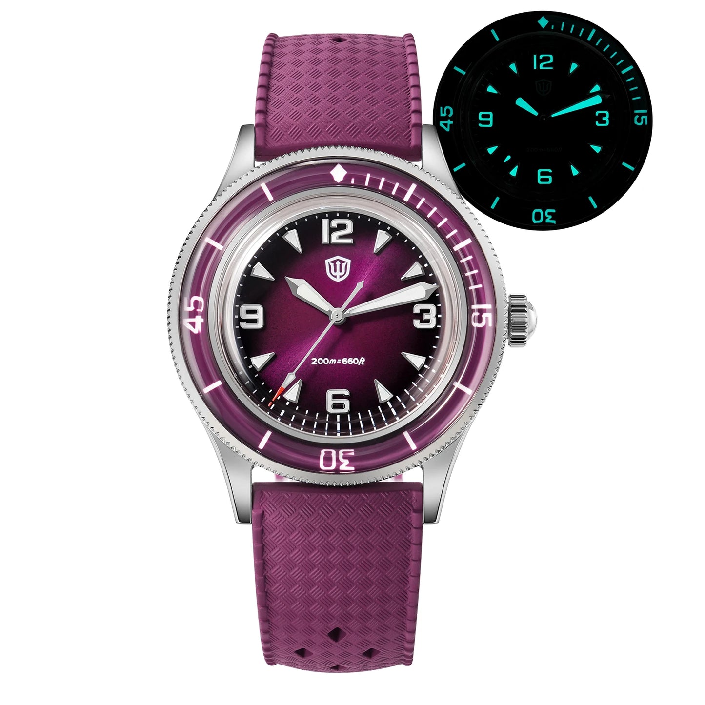 Watchdives 50-Fathoms Watch VH31 Sweep Seconds Quartz Movement Luminous 200m Waterproof Sapphire Stainless Steel  Watches WD50Q