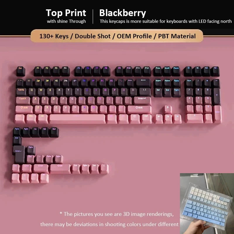 133+ Tasten OEM-Profil Gradient-Keycaps für mechanische Gaming-Tastatur mit Cherry MX Switch, PBT, hintergrundbeleuchtet, RGB-Keycap, ISO-Layout Keycaps