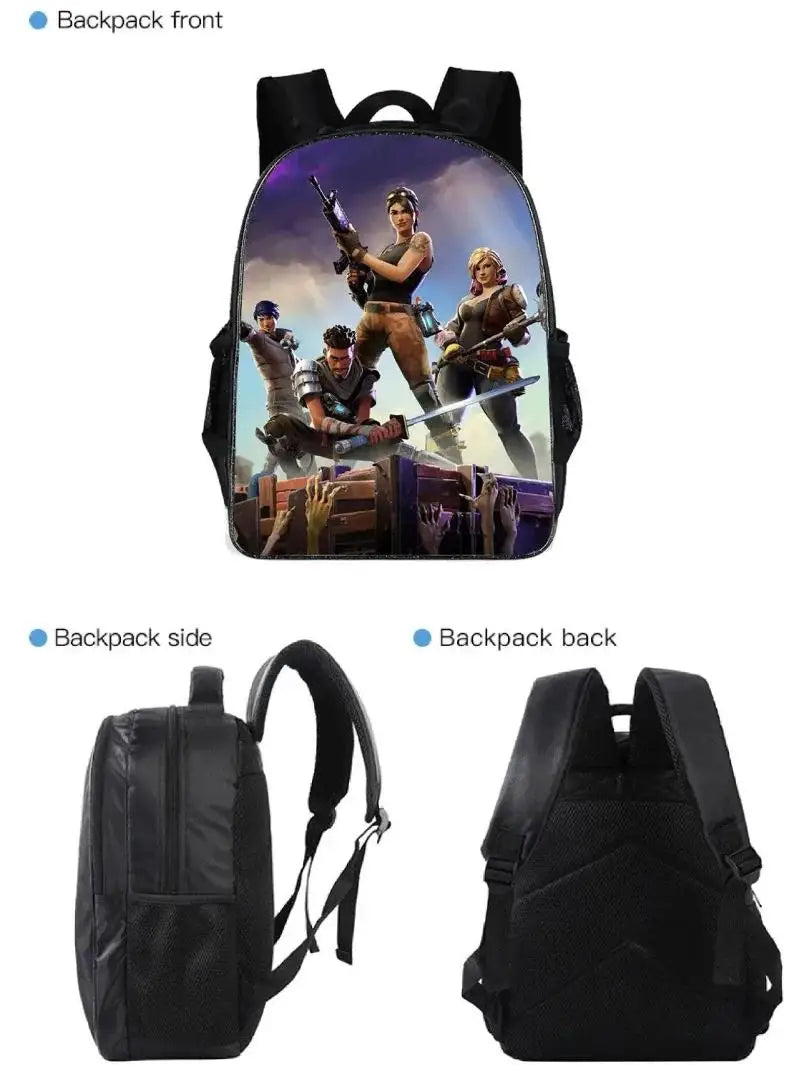 Mochila Fortnited 3PCS para Rapazes, Victory Game, 16 Polegadas, Resistente à Água, Mochila Pré-Escolar, Mochilas Escolares Fixes para o Ensino Básico