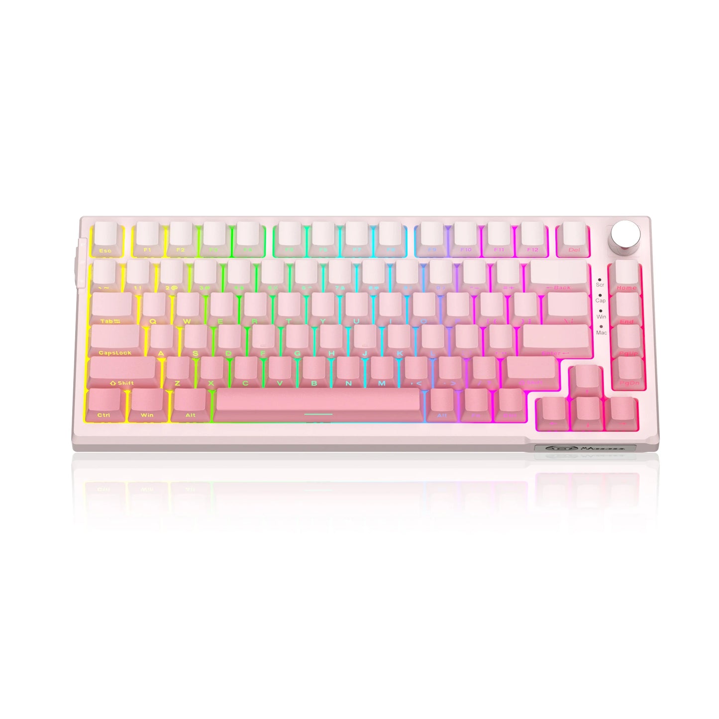 MageGee SKY81 Teclado mecánico gaming 75%, RGB, gasket, hot swappable, con cable, personalizable, sonido cremoso, amortiguación acústica y perilla