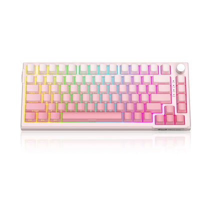MageGee SKY81 Teclado mecánico gaming 75%, RGB, gasket, hot swappable, con cable, personalizable, sonido cremoso, amortiguación acústica y perilla