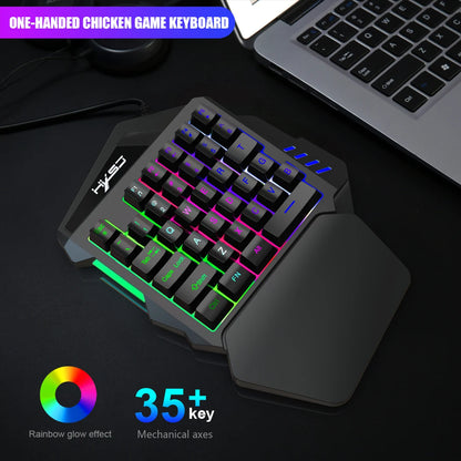 Ergonomic One-Handed Gaming Keyboard, 35-Key Compact Design, RGB Lighting, USB Powered, Thin Film Keys for Enhanced Gaming
