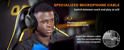 Talomen TOP W550X Over-Ear Wired Headphones with 50mm Drivers, Deep Bass, Detachable Cable & Built-in Microphone – Gaming, DJ, Studio & Office Headset