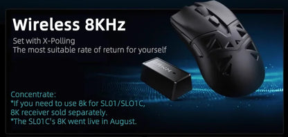 RAWM SL01C Wireless Lightweight Gaming Mouse Tri-Mode Bluetooth PAW3311 RGB Gaming Mouse for PC, Laptop & Office