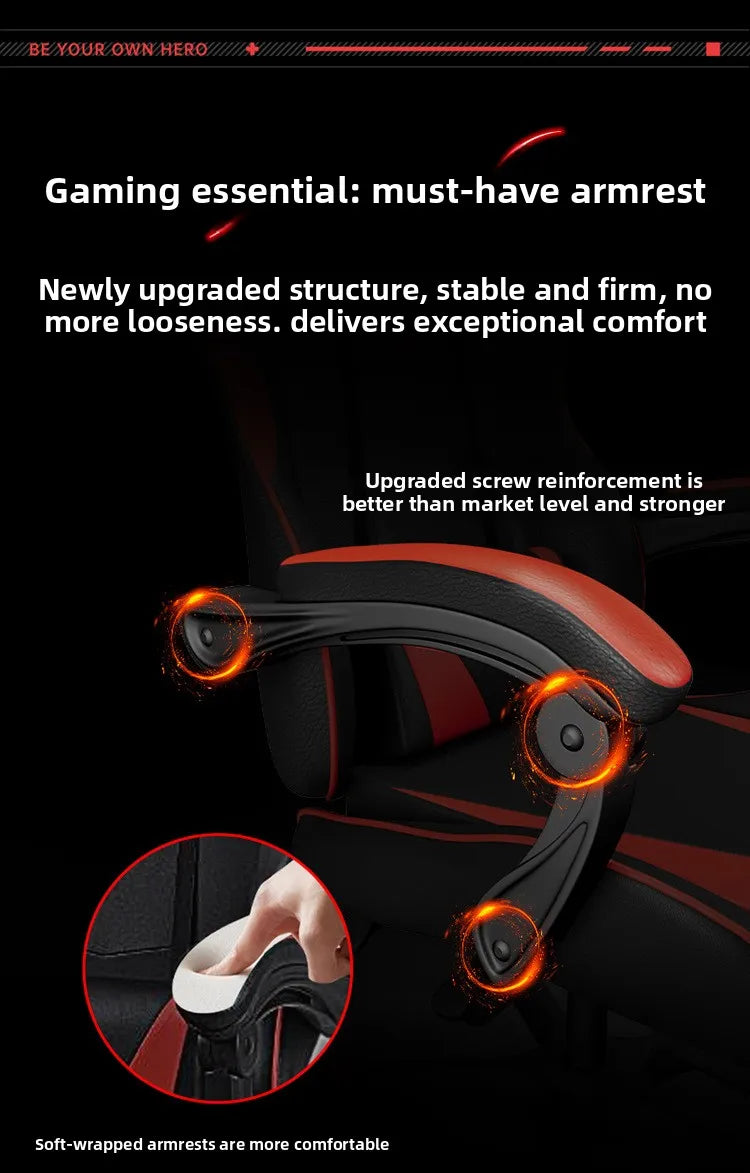 Ergonominen gaming-tuoli tietokonepöydälle, kallistettava kotitoimiston pelituoli selkätuella pitkiin pelisessioihin
