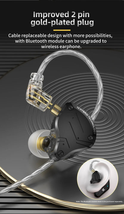 KZ ZS10 Pro X Wired HiFi Earphones Hybrid Driver In-Ear Monitor Earbuds with Powerful Bass, Music Headphones for Audiophile Sound