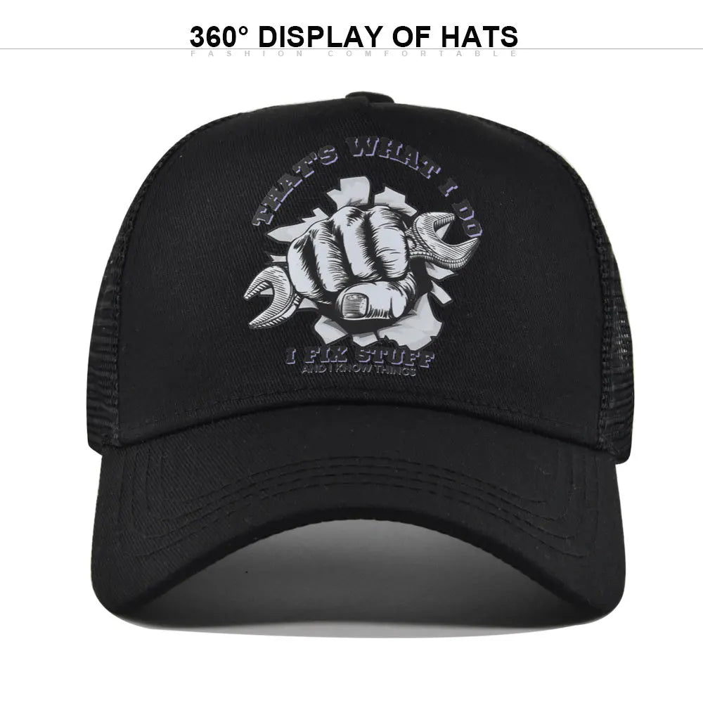 Modebaseballkasket i printet, åndbart net til forår/sommer – Gorras med personligt logo til mænd, kvinder og par – Visirhat, casquette