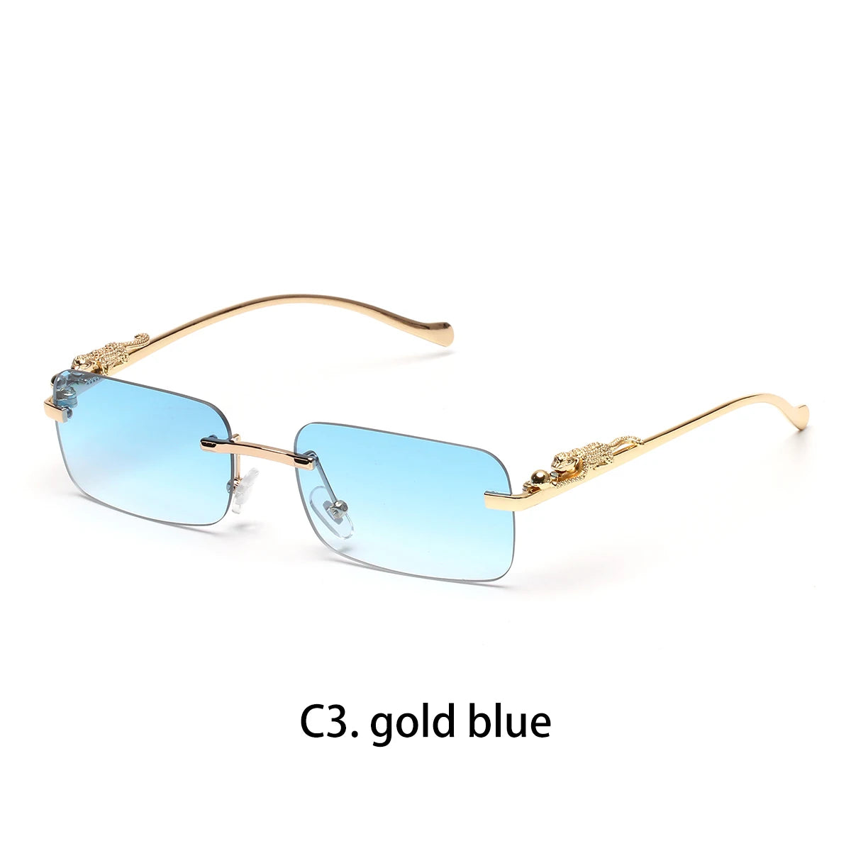 Ruiao rimless sunglasses UV400 fashion square metal glasses for men women designer man's brand sun glasses shades for outdoor