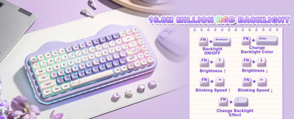 YUNZII C75 Wireless Mechanical Keyboard, 75% Creamy Hot Swap Custom RGB Keyboard, Gasket Cute Cake Design, for Win/Mac/Gaming