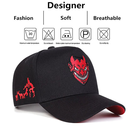 Cappellini da baseball unisex con ricamo "Devil" - Primavera/Autunno - Cappelli casual regolabili per attività all'aperto - Cappellino parasole - Cappellino sportivo