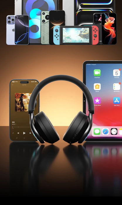 Acer OHR712 Wireless Bluetooth 6.0 Headphones, Foldable Over-Ear Bluetooth Headphones with Active Noise Cancellation, 360° Spatial Sound, HiFi Deep Bass Headset for Travel, Home & Office