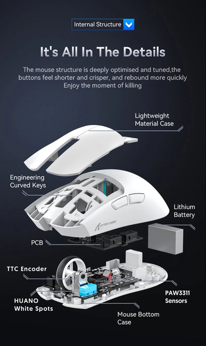 ATTACK SHARK X11 Tri-Mode Wireless Gaming Mouse 22000DPI PAW3311 Sensor Lightweight RGB Mouse with Fast Charging for PC Gaming