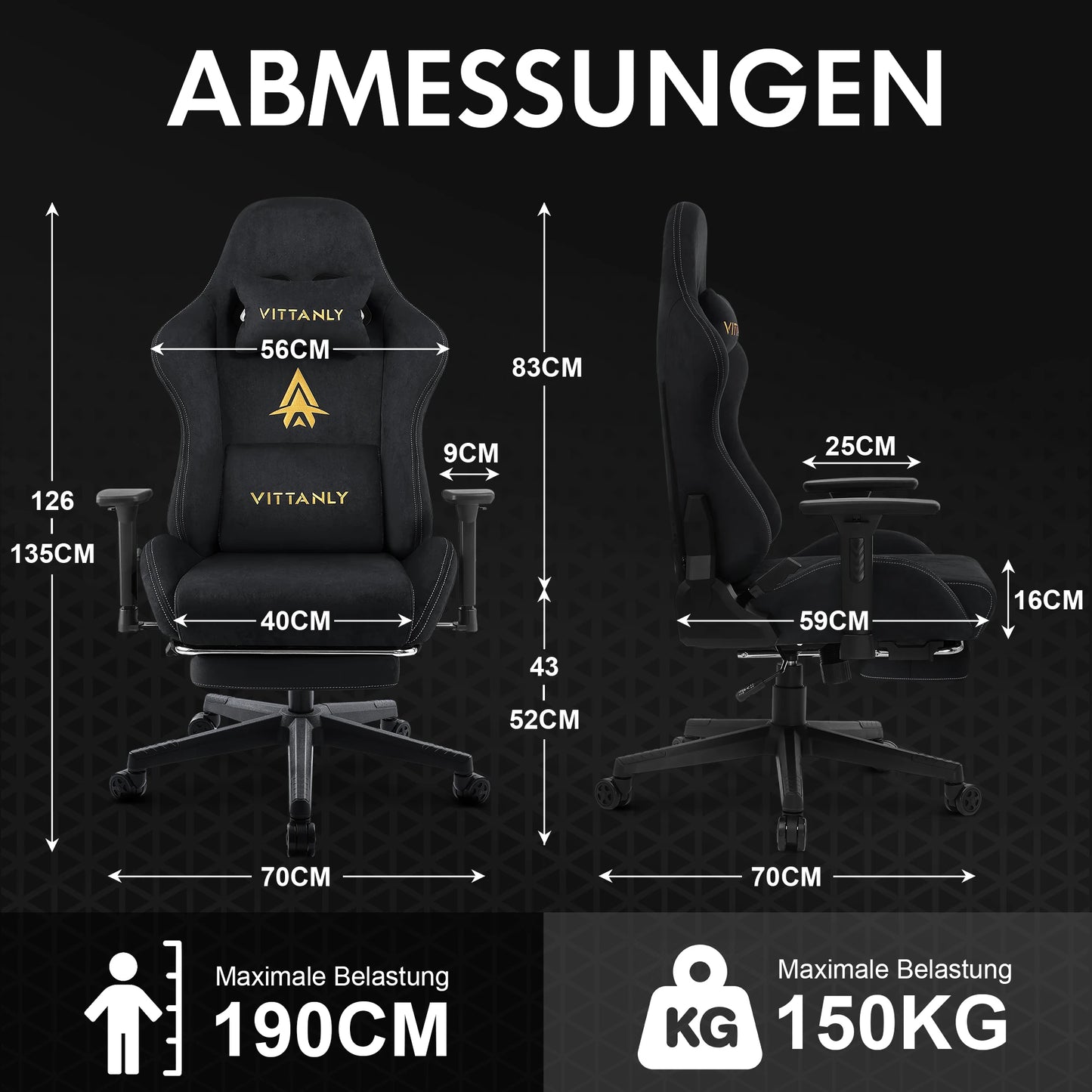 Kitinjoy Natural Suede Gaming Chair High Back Ergonomic Computer Chair with Footrest, Reclining Office Chair, Adjustable Swivel Gaming Seat