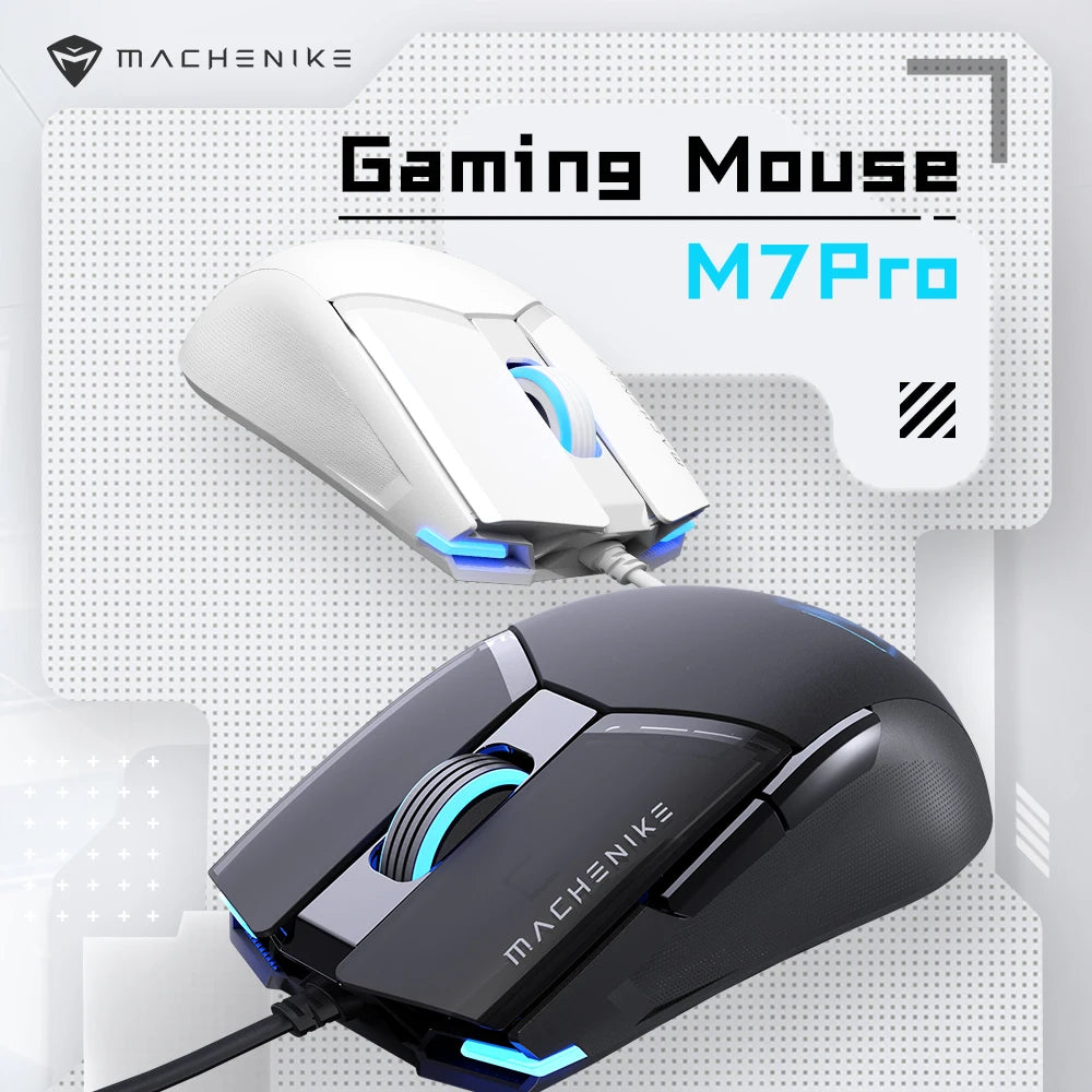 MACHENIKE M7Pro Wired Gaming Mouse USB, 12800 DPI RGB Gaming Mouse with Instant A825 Sensor, 7 Programmable Buttons, Ultra-Light 65g Gaming Mouse for PC & Laptop