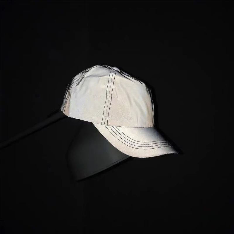 Unisex Silver Luminous Personality Baseball Caps Spring Autumn Outdoor Adjustable Casual Hats Sunscreen Hat
