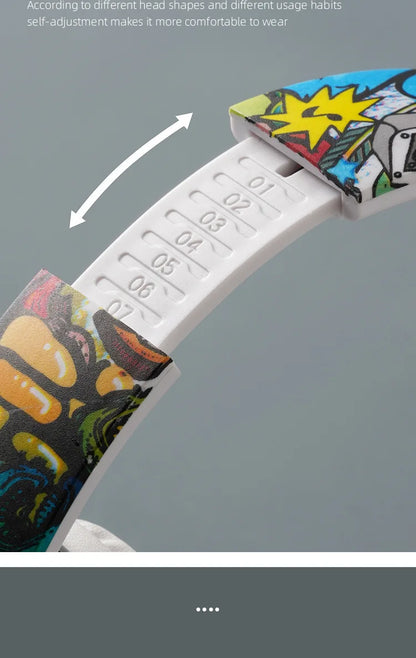 Auriculares gaming Bluetooth inalámbricos New Graffiti LX-8686 con micrófono, luz LED, compatibilidad con tarjeta TF, graves profundos y diseño circumaural para PC, gaming y niños