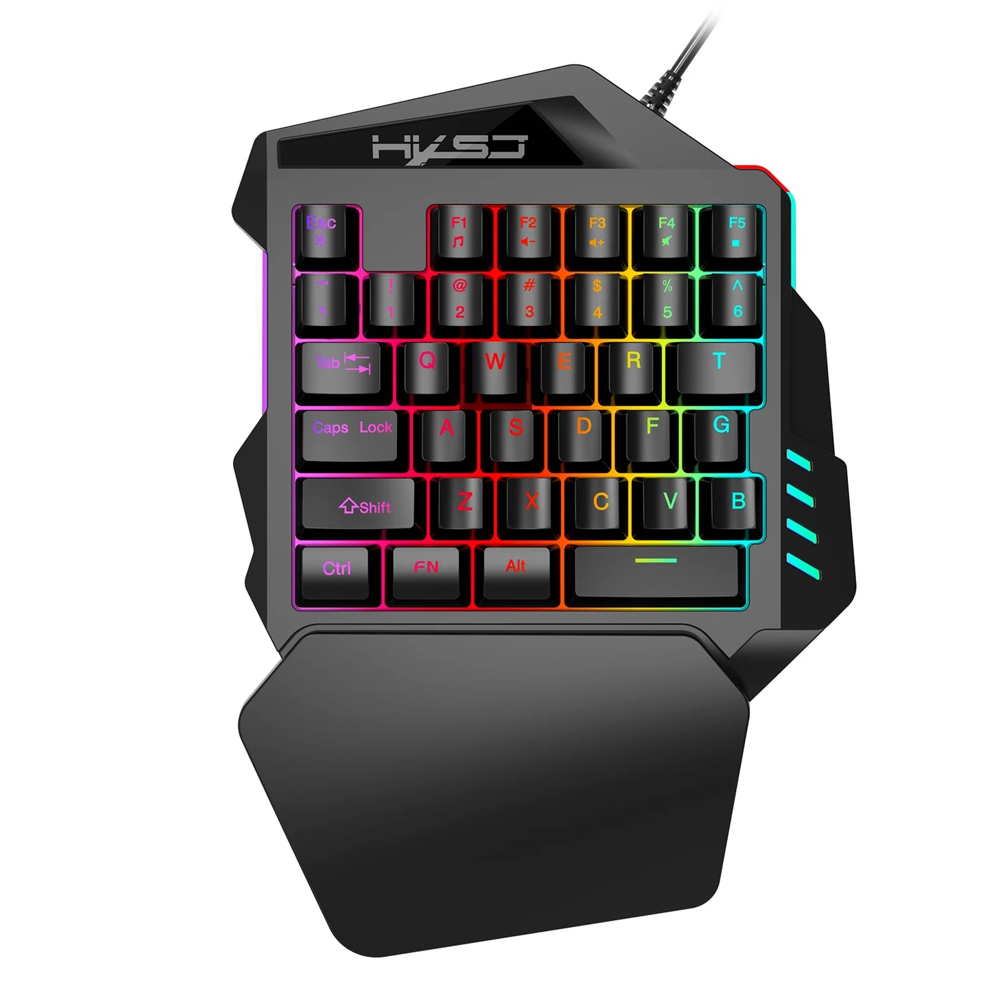 Ergonomic One-Handed Gaming Keyboard, 35-Key Compact Design, RGB Lighting, USB Powered, Thin Film Keys for Enhanced Gaming