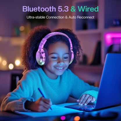 Gradient Kids Bluetooth Headphones Over Ear Girls Wireless Headphones With Mic Foldable Lightweight Headset Forfor School Travel