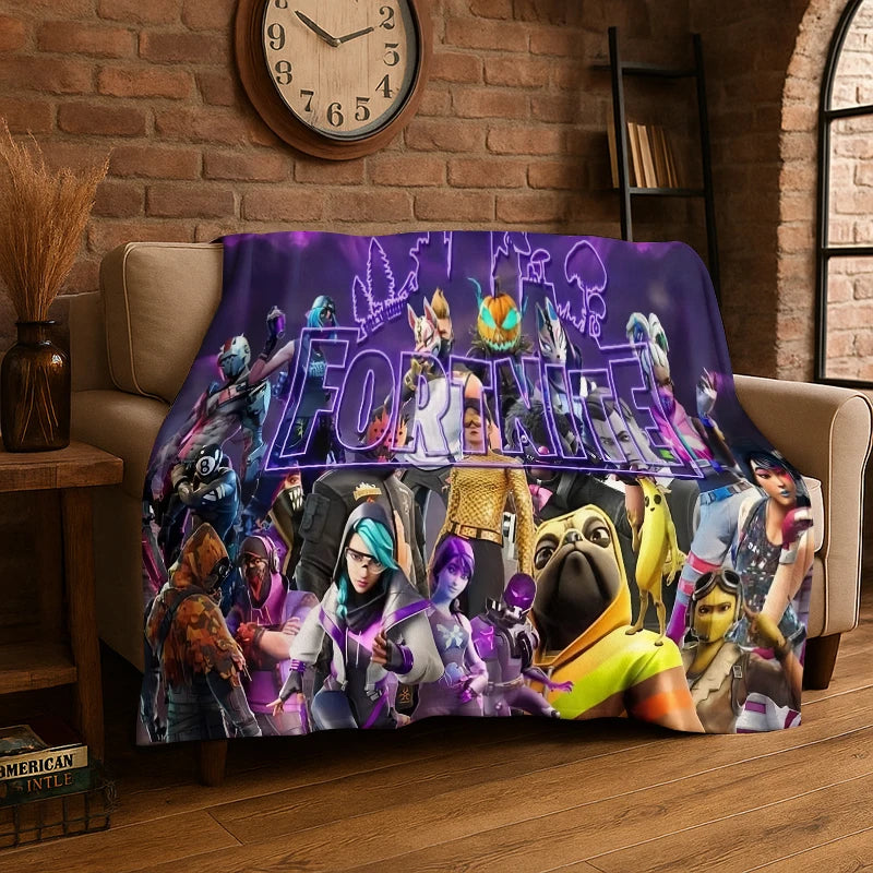 Cobertor de flanela Cartoon F-Fortnite para gamers, macio e quente, para quarto, sala de estar, cama, viagens, campismo, piquenique e oferta