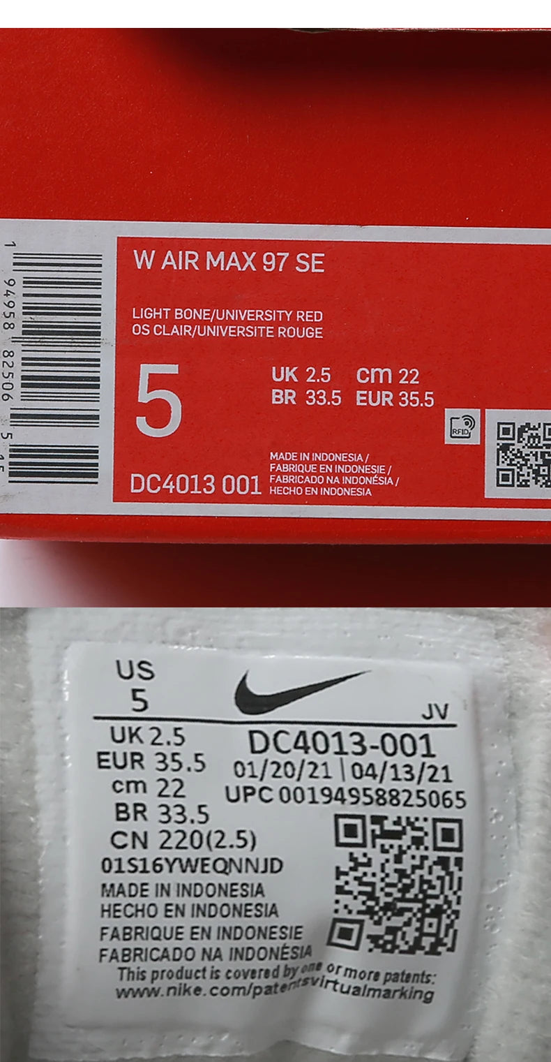 Дамски ниски спортни обувки Nike genuine AIR MAX 97 с въздушно омекотяване DC4013-001