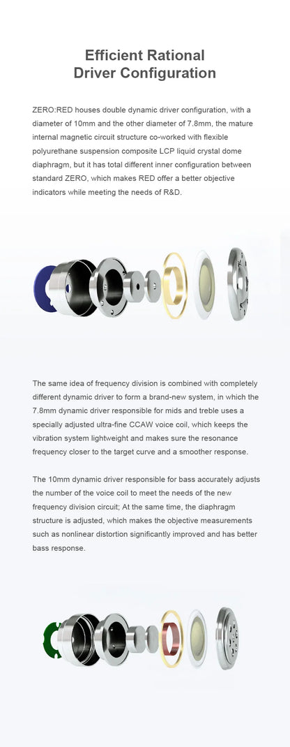 TRUTHEAR x Crinacle ZERO:RED Auriculares intrauditivos audiófilos con cable, doble driver dinámico, 0.78 2Pin HiFi