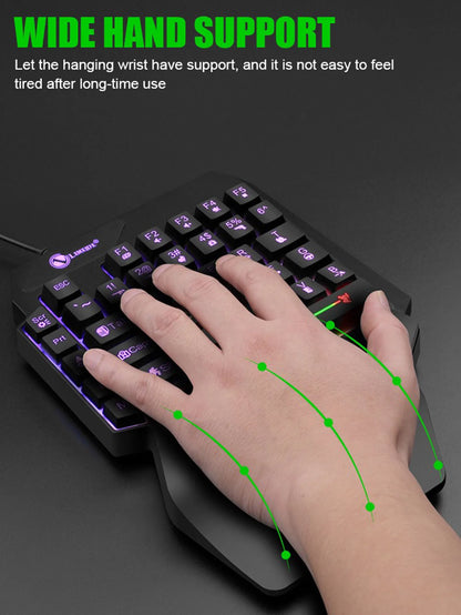 T-WOLF Mechanical One-Handed Gaming Keyboard, Wired RGB Mechanical Gaming Keypad with Ergonomic Wrist Rest, USB Mini Gaming Keyboard for PC & Laptop