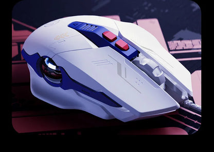 Inphic W9P Wired Gaming Mouse 12800 DPI RGB USB Mouse with Macro Programming, Mecha Style Ergonomic Wired Gaming Mouse for PC, Office & E-Sports