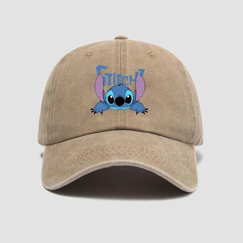 Stitch Casual Hat Kawaii Cartoon Anime Figure Baseball Caps Breathable Snapback Sun Hats Adjustable Peaked Cap Unisex Kids Gifts