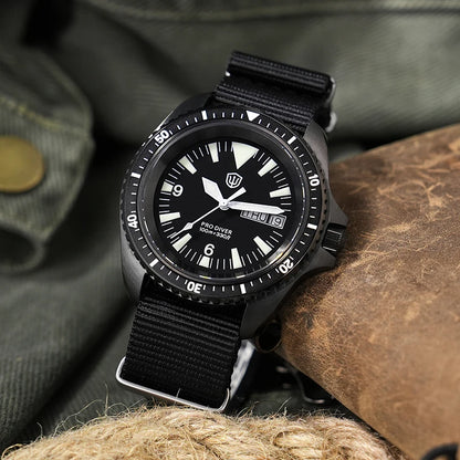 Watchdives WD1980 V3 Quartz Watch VH31 Sweep Movement Sapphire Vintage Watch 100m Waterproof Stainless Steel Luminous Mens Watch