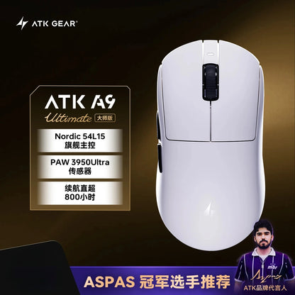 ATK Dragonfly A9 Wireless Gaming Mouse, PAW3950 Sensor, Tri-Mode Bluetooth Mouse, 30,000 DPI, 8KHz Polling Rate, Lightweight Ergonomic Esports Mouse